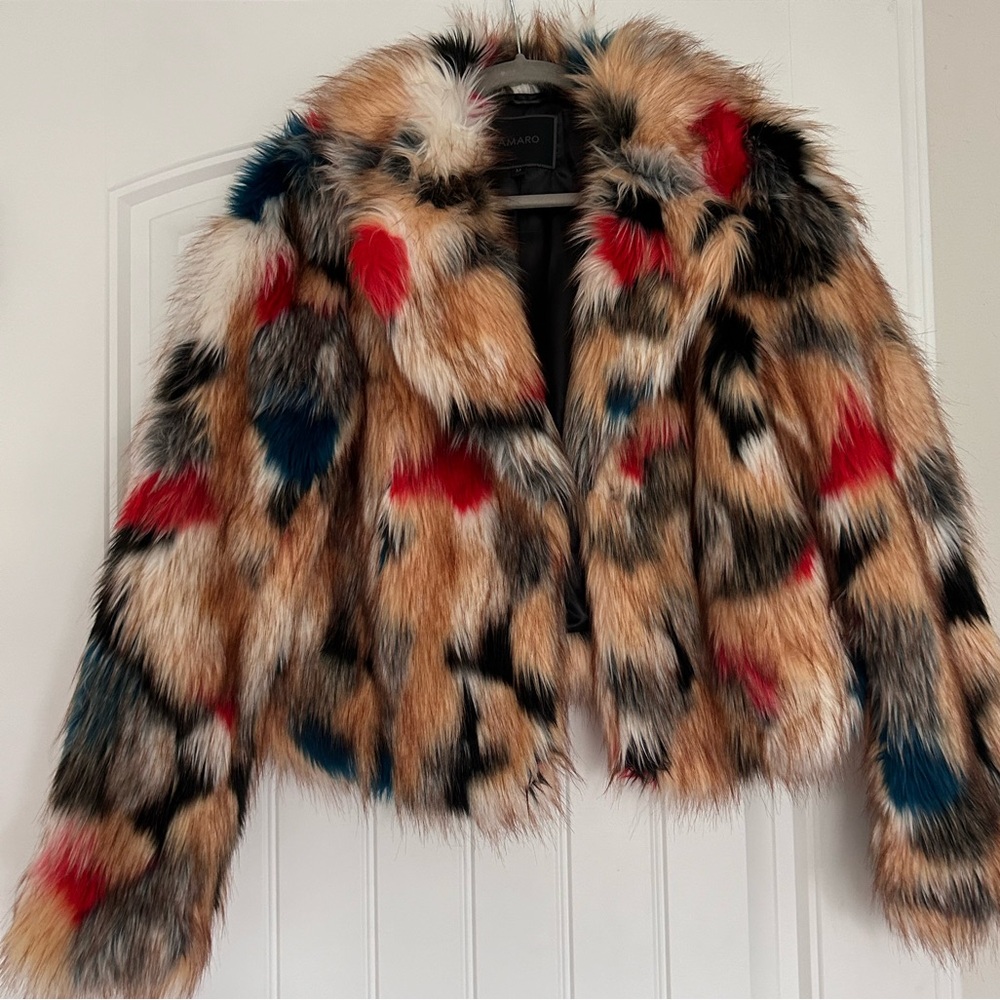 Multi Color Faux Fur Coat
